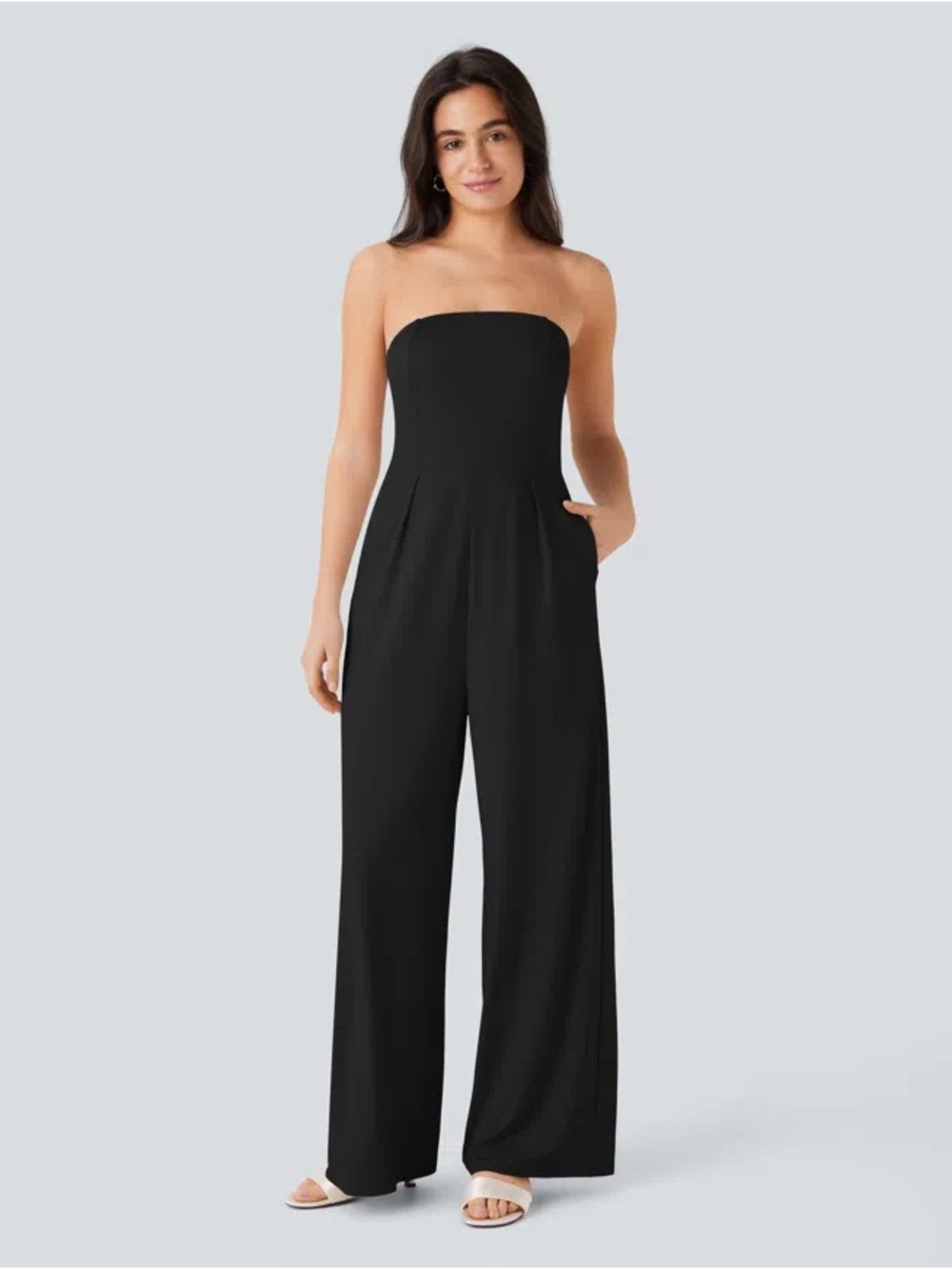 HALARA Strapless Wide-Leg Jumpsuit in Black